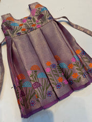(SB455) Pookal - Embroidery Silk Gown Specially Curated for Newborns