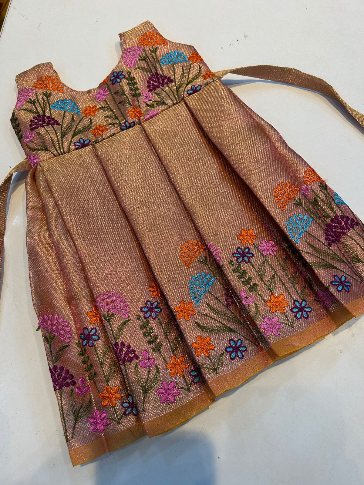 (SB454) Pookal - Embroidery Silk Gown Specially Curated for New Borns