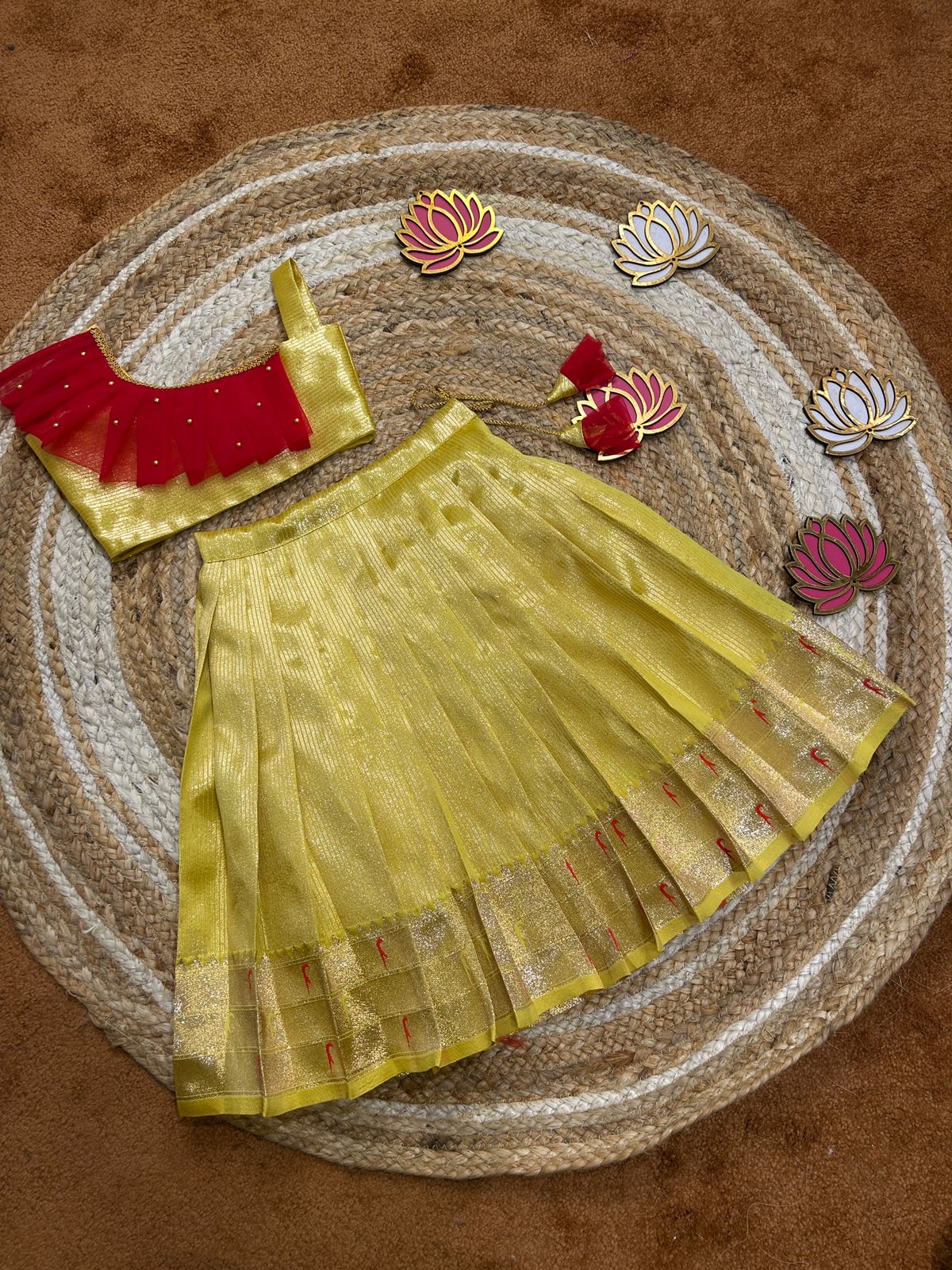 (SB461)Pure Silk Weaving Yellow Paithani Silk Lehenga