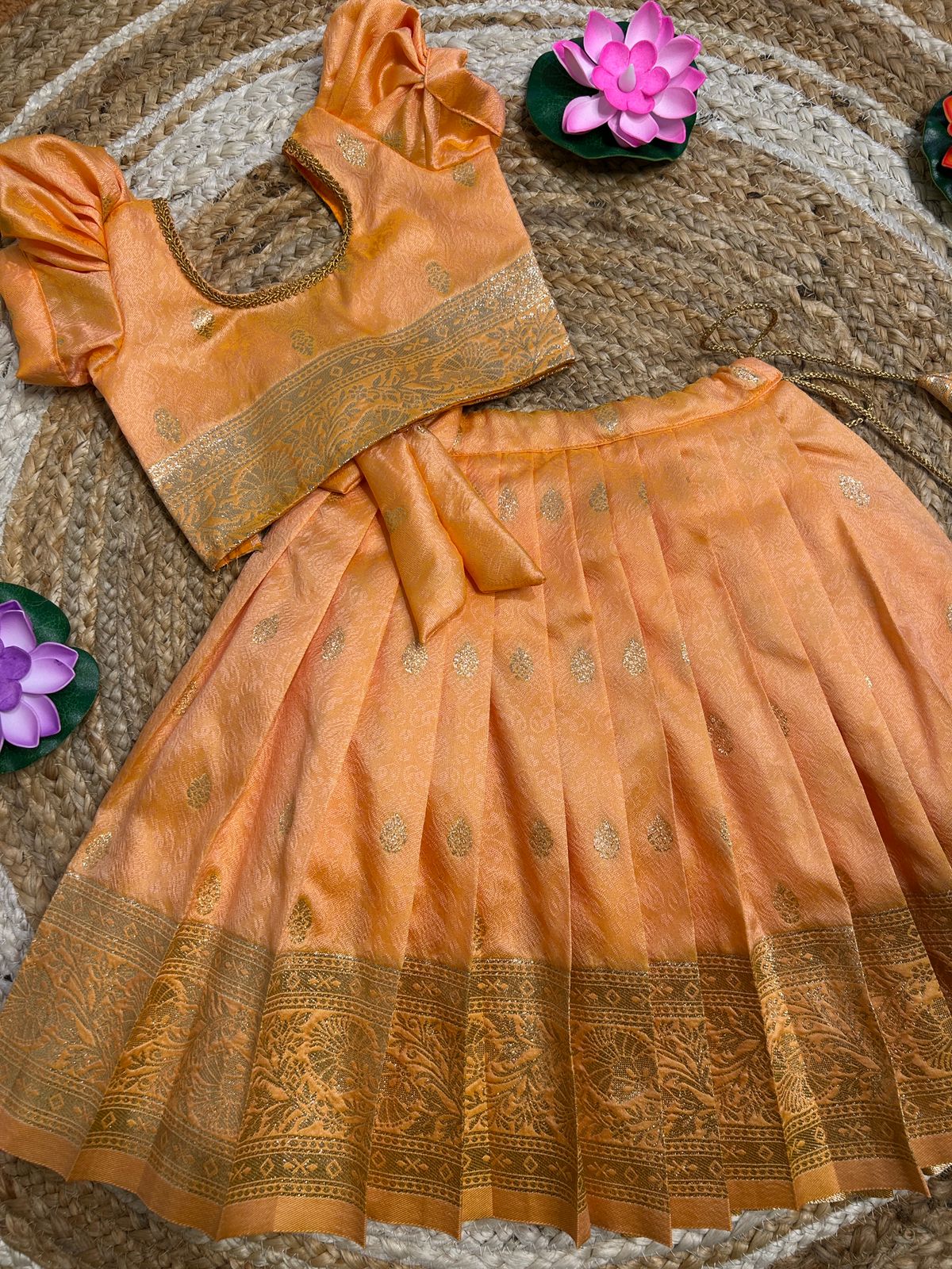 (SB470)Sandalwood - Sandal Silk Lehenga with Zari Weaves All Over Lehenga