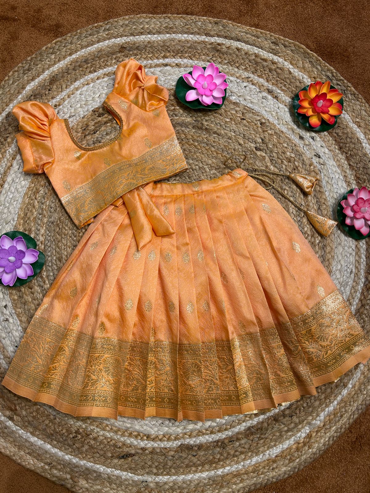 (SB470)Sandalwood - Sandal Silk Lehenga with Zari Weaves All Over Lehenga