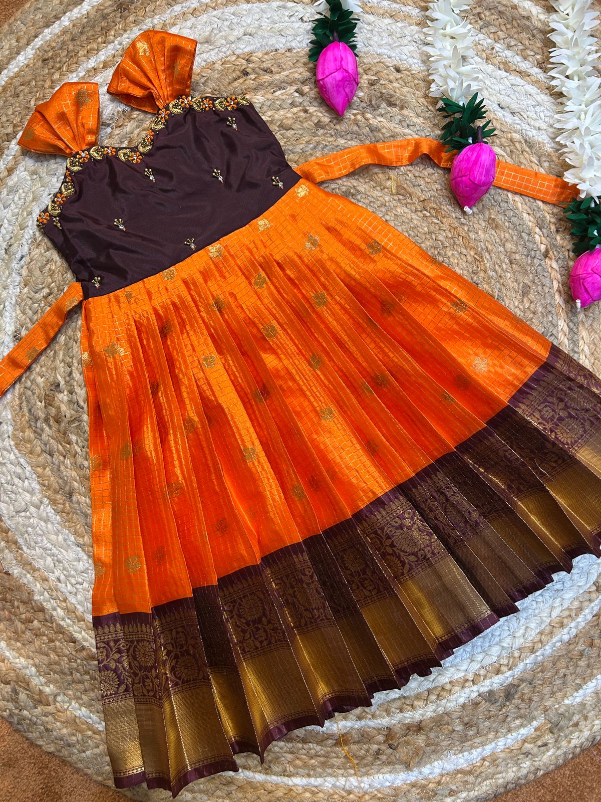 (SB471)Yazhi in Frill Sleeves and Neckline Original Zardosi and Aari Worked