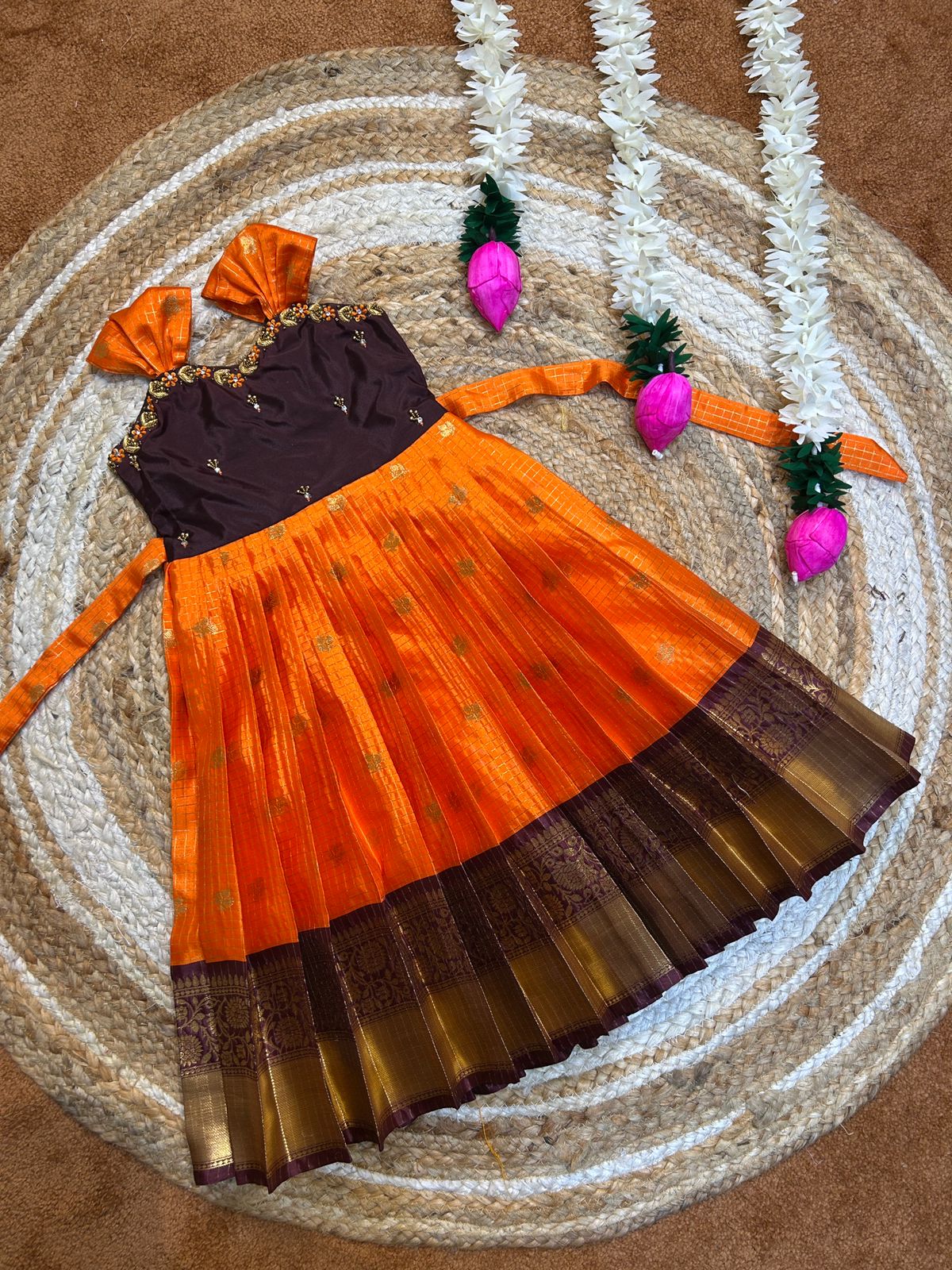 (SB471)Yazhi in Frill Sleeves and Neckline Original Zardosi and Aari Worked