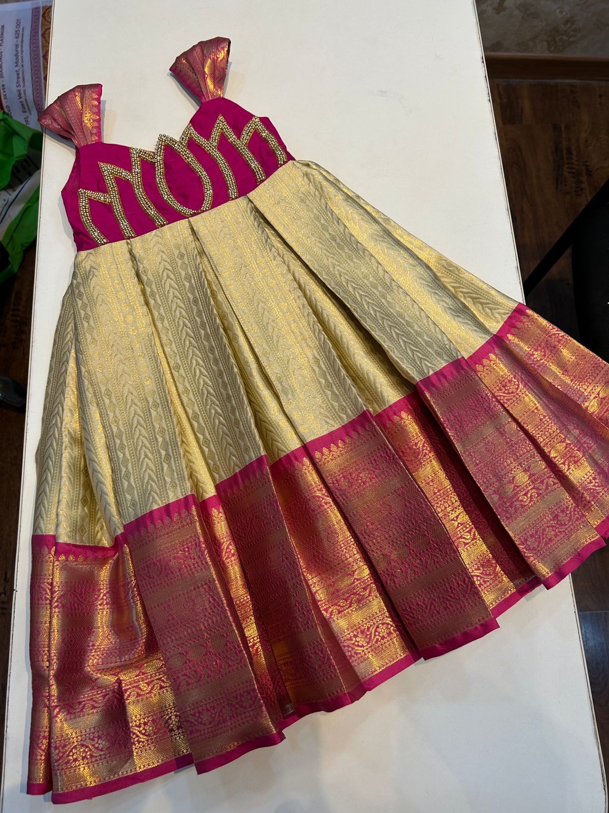 (SB475) Lotus Originally Aari Worked Silk Gown