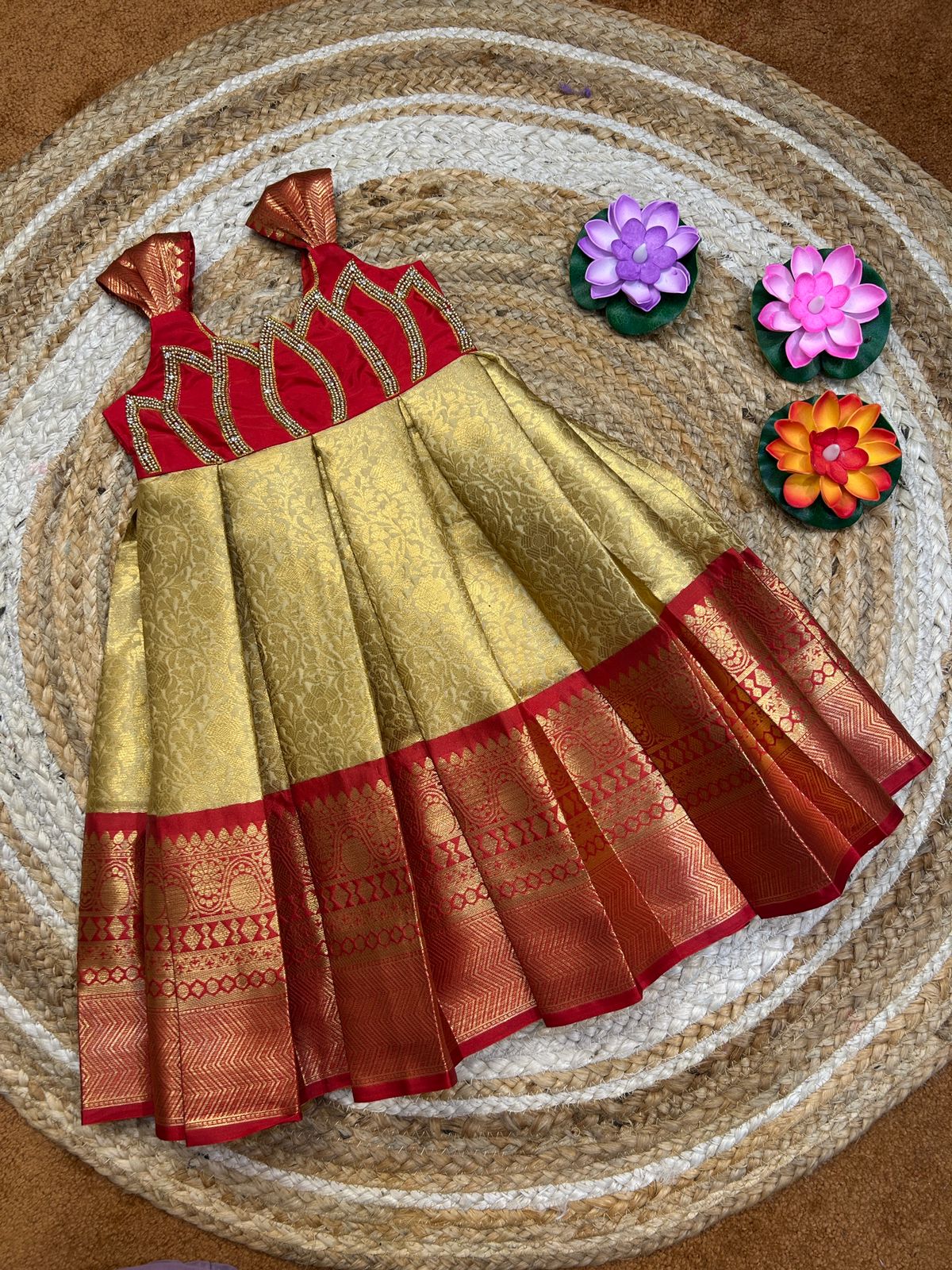 (SB481)Red Lotus Originally Aari Work Gown