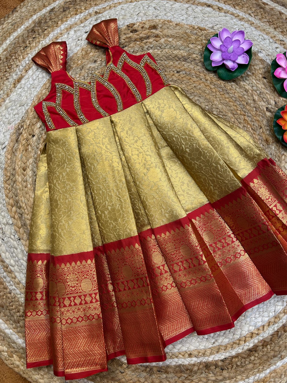 (SB481)Red Lotus Originally Aari Work Gown