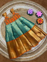 (SB482)Orange Lotus Originally Aari Work Gown