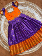 (SB492) Shine - Purple with Orange Aari Worked Gown