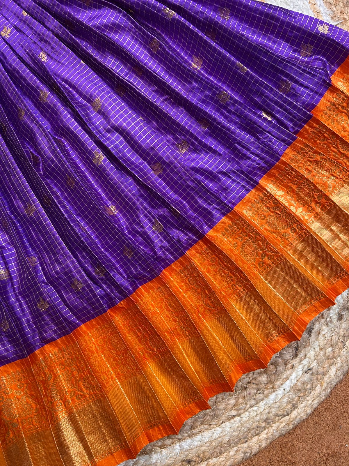 (SB491) Shine - Purple with Orange Aari Worked Gown