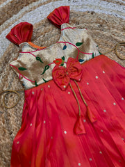 (SB498)Pure Orange Paithani Silk Gowns