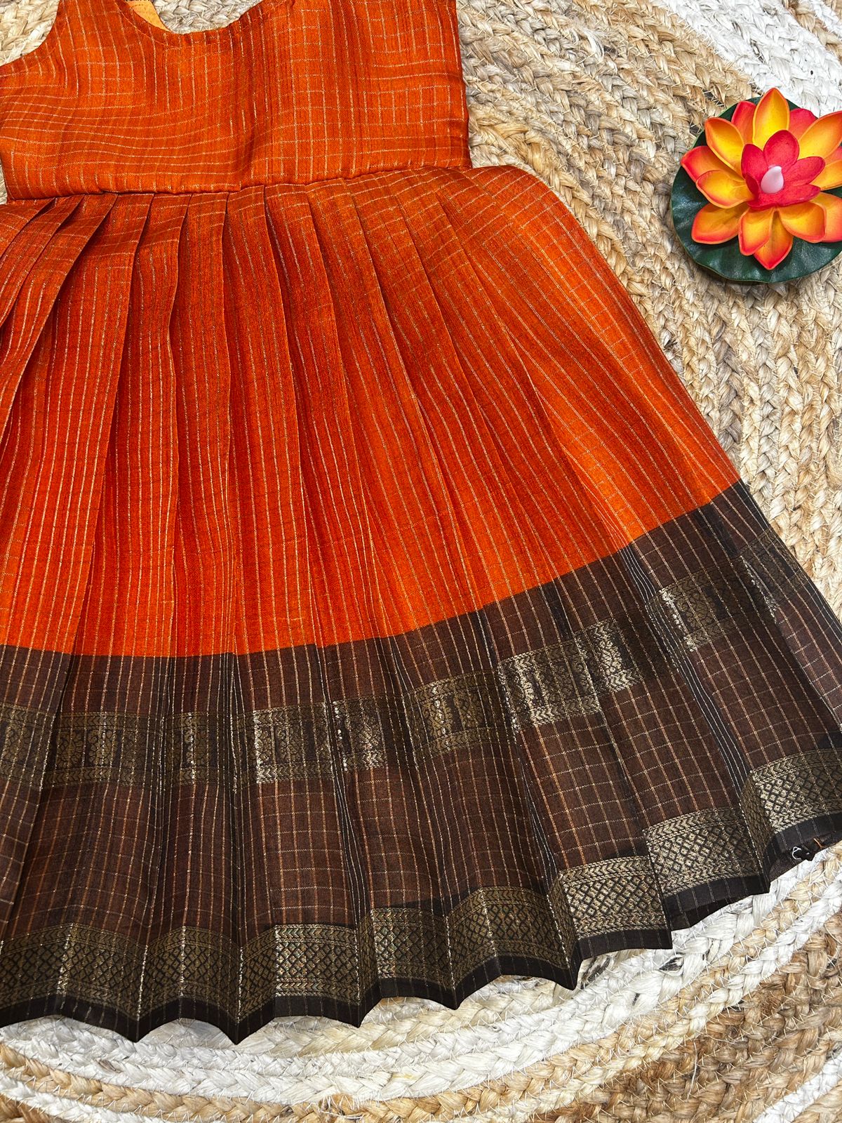 (SB502) Budget Rustic orange with Brown silk gown only