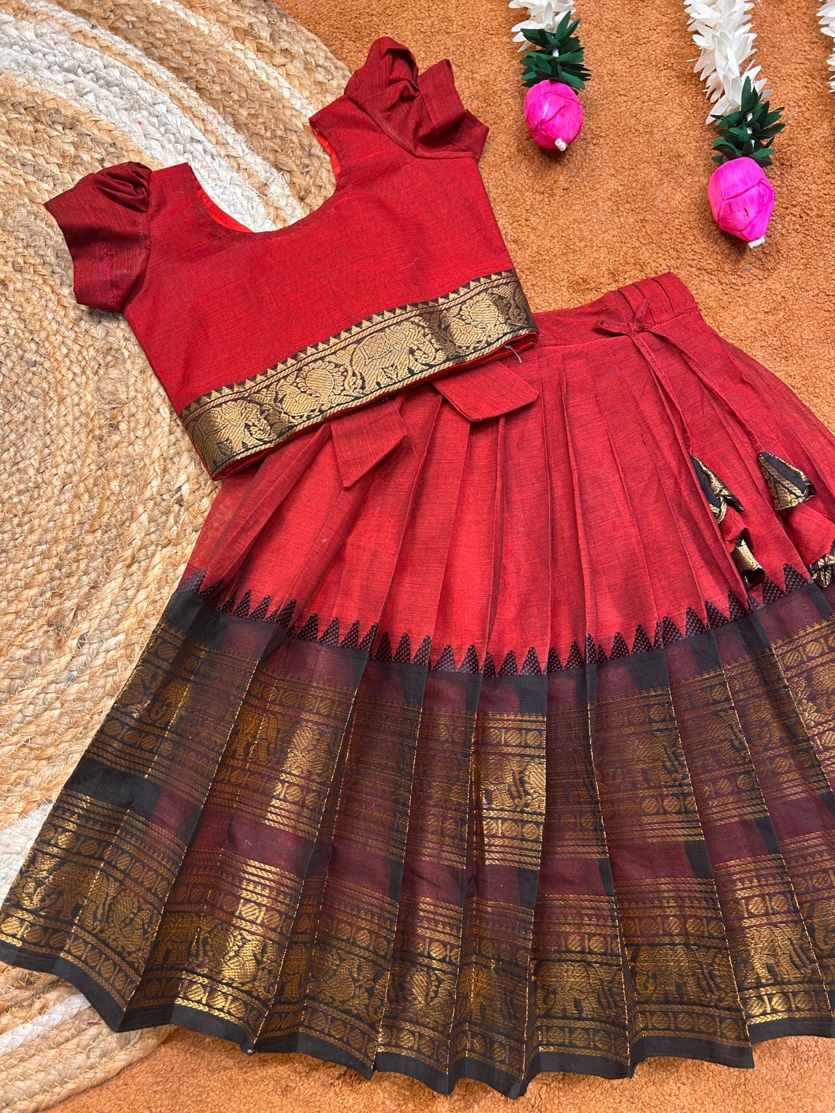 (SB506) Chettinad Pure Cotton Silk Lehengas ( PRE- ORDER ONLY 3 WEEKS TO SHIP)