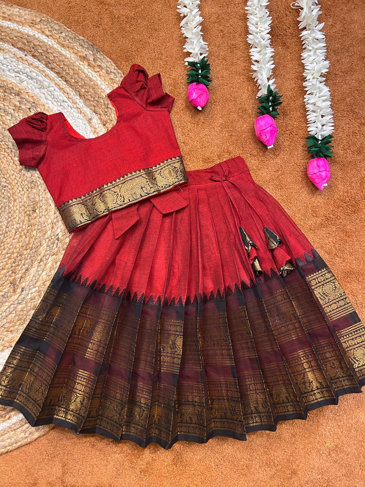(SB506) Chettinad Pure Cotton Silk Lehengas ( PRE- ORDER ONLY 3 WEEKS TO SHIP)