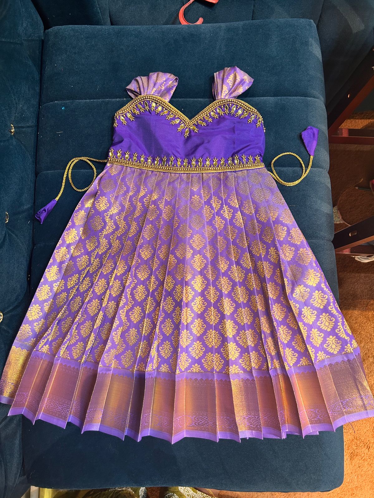 (SB508)Lavender with Purple Kanchipuram ORIGINALLY AARI WORKED Silk Gown