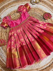 (SB515)Kanchipuram Pink Silk Gown