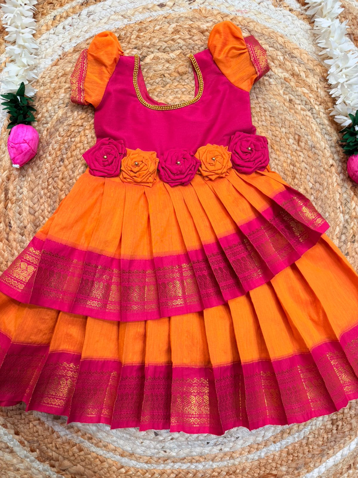 (SB526)Chettinad Cotton Criss-Cross Silk Gowns