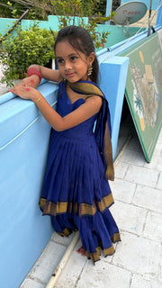 (MAX12)Kalyani Cotton Royal Blue Sharara Set with Duphatta