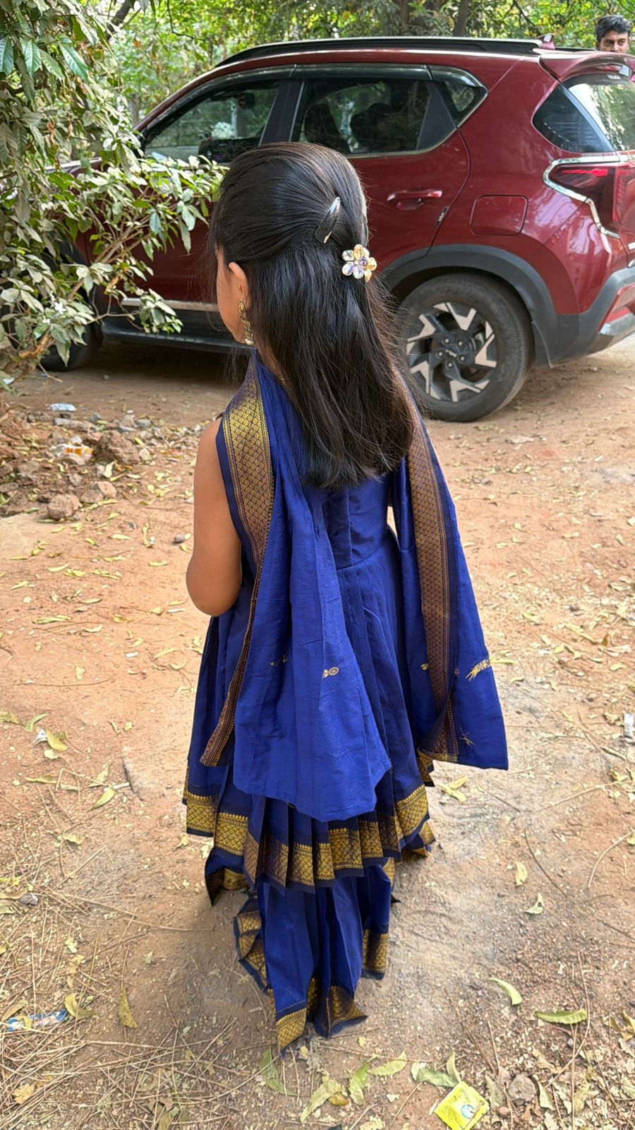 (MAX12)Kalyani Cotton Royal Blue Sharara Set with Duphatta
