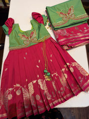 (SB538)Semi Silk Gowns with Aari Worked Tops