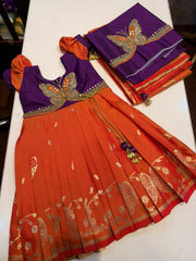 (SB536)Semi Silk Gowns with Aari Worked Tops