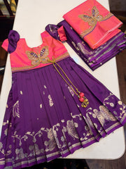 (SB537)Semi Silk Gowns with Aari Worked Tops