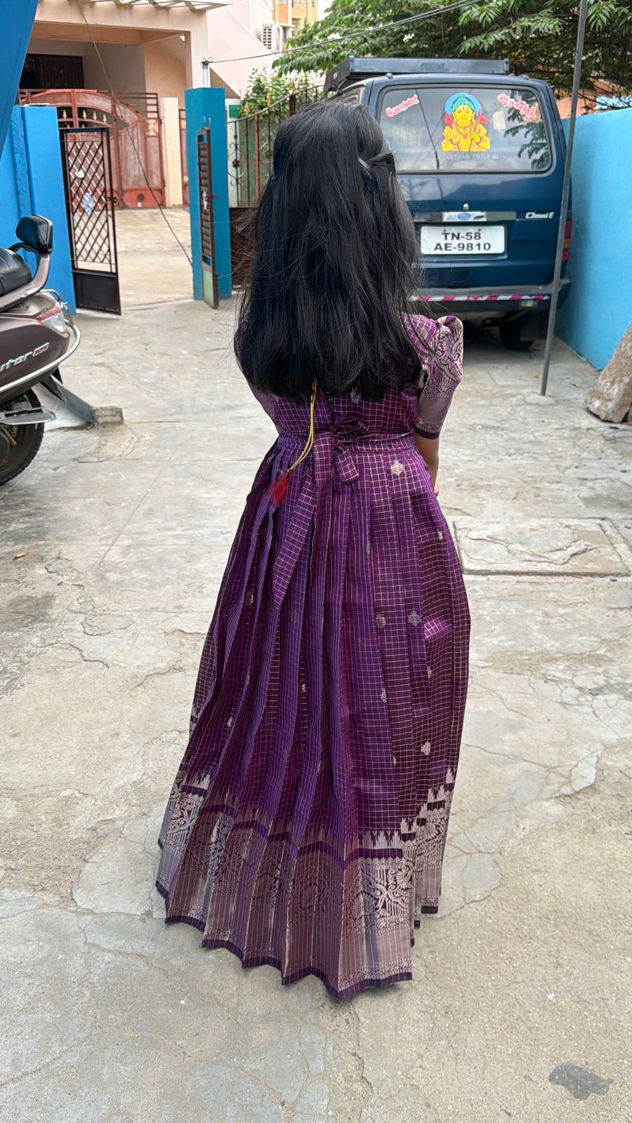 (MAX14)Purple Checks - Semi Silk Maxi