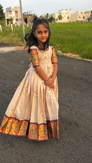 (MAX15) Full Embroidery Gadwal Silk Gown