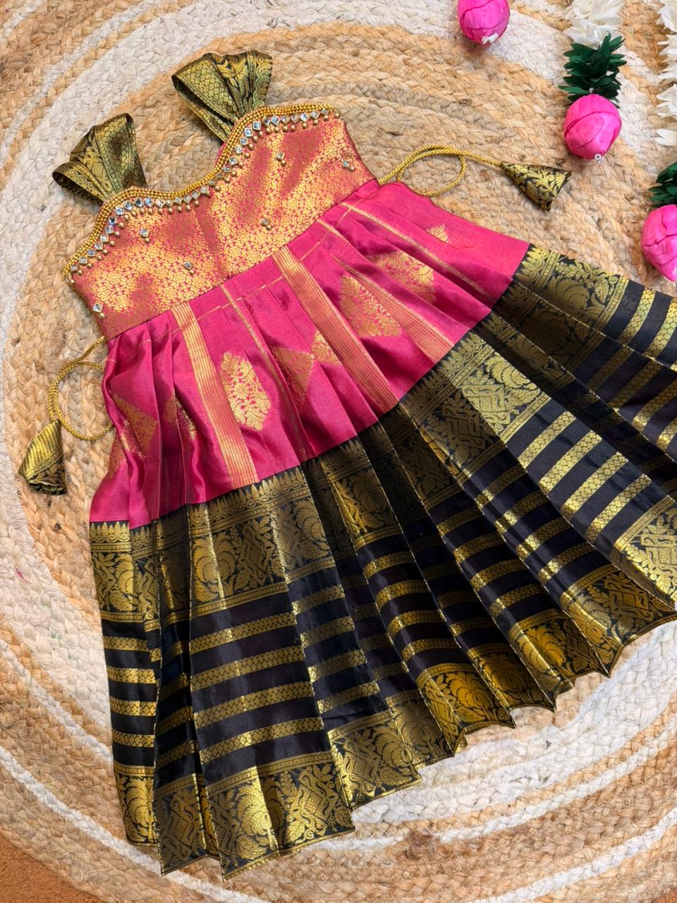 (SB557)Patturose with Black Silk Gown