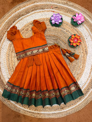 (SB569)Yannai - Chettinad Cotton Pavadai Sattai with Elephant Motifs (PRE - ORDERS ONLY // TAKES 3-4 WEEKS TO SHIP)