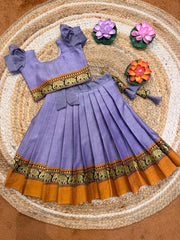 (SB571) Yannai Chettinad Cotton Pavadai Sattai with Elephant Motifs (PRE ORDERS ONLY // TAKES 3-4 WEEKS TO SHIP)