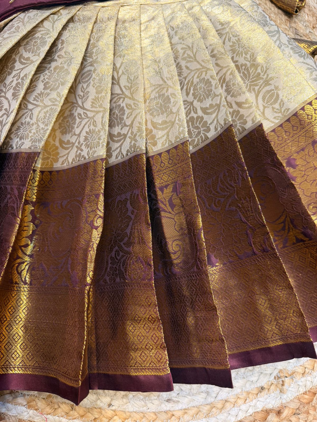 (SB576) Kalyani - Coffee Brown Kanchi Silk Aari Lehenga