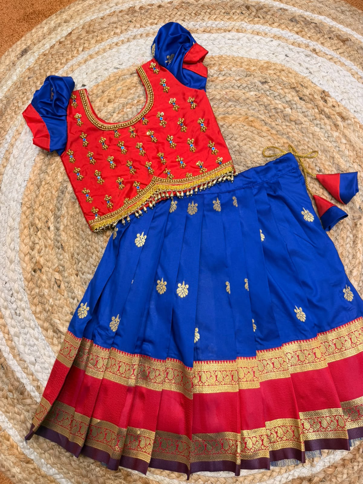 (SB581) Semi Silk Lehenga with Densed ORIGINAL AARI WORK  CROP TOPS