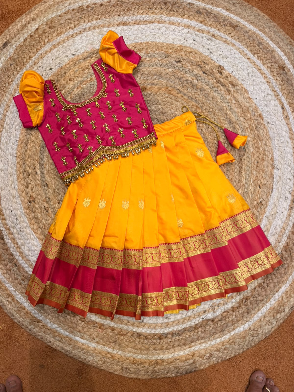 (SB582) Semi Silk Lehenga with Densed ORIGINAL AARI WORK CEOP TOPS