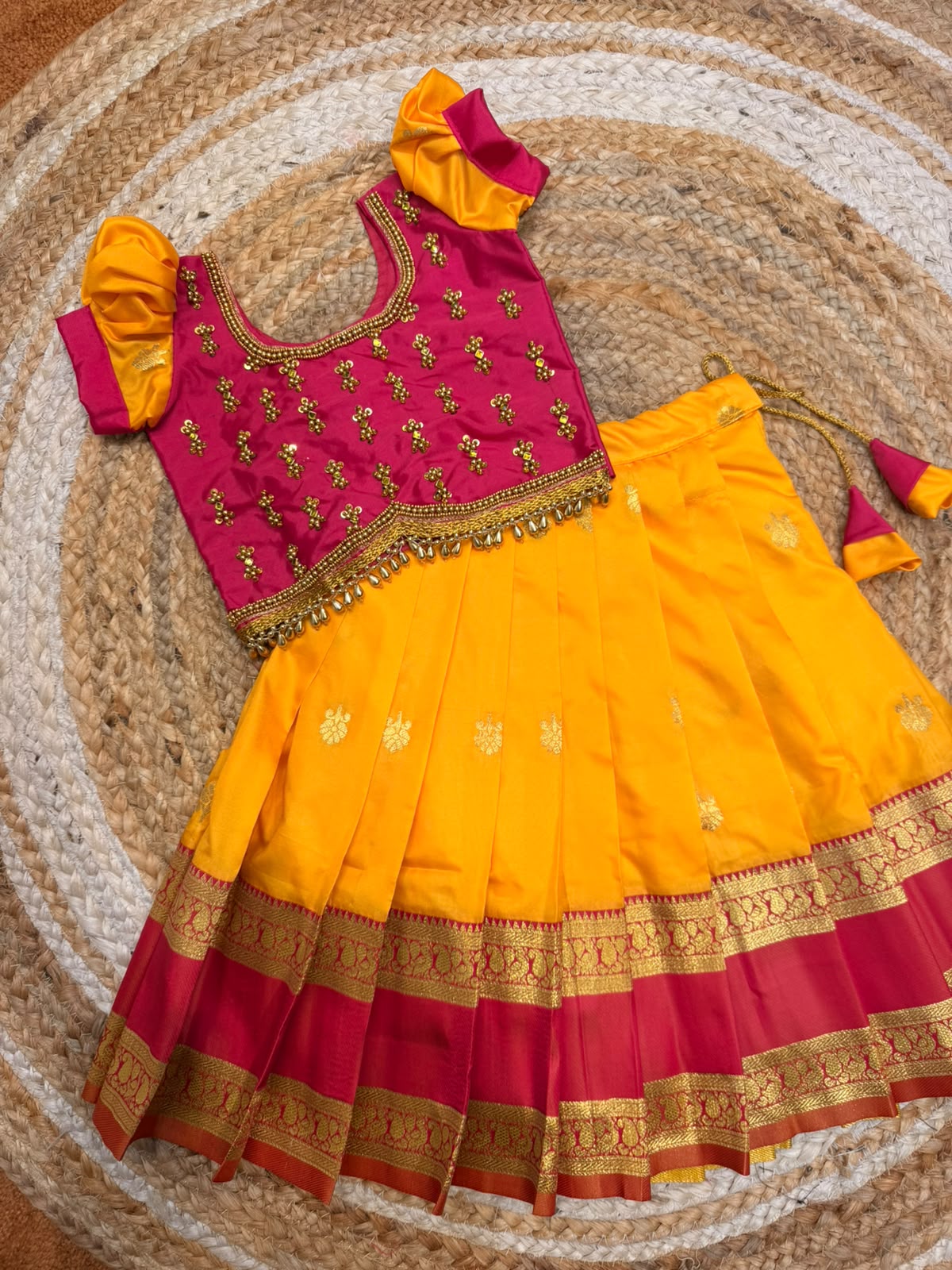 (SB582) Semi Silk Lehenga with Densed ORIGINAL AARI WORK CEOP TOPS