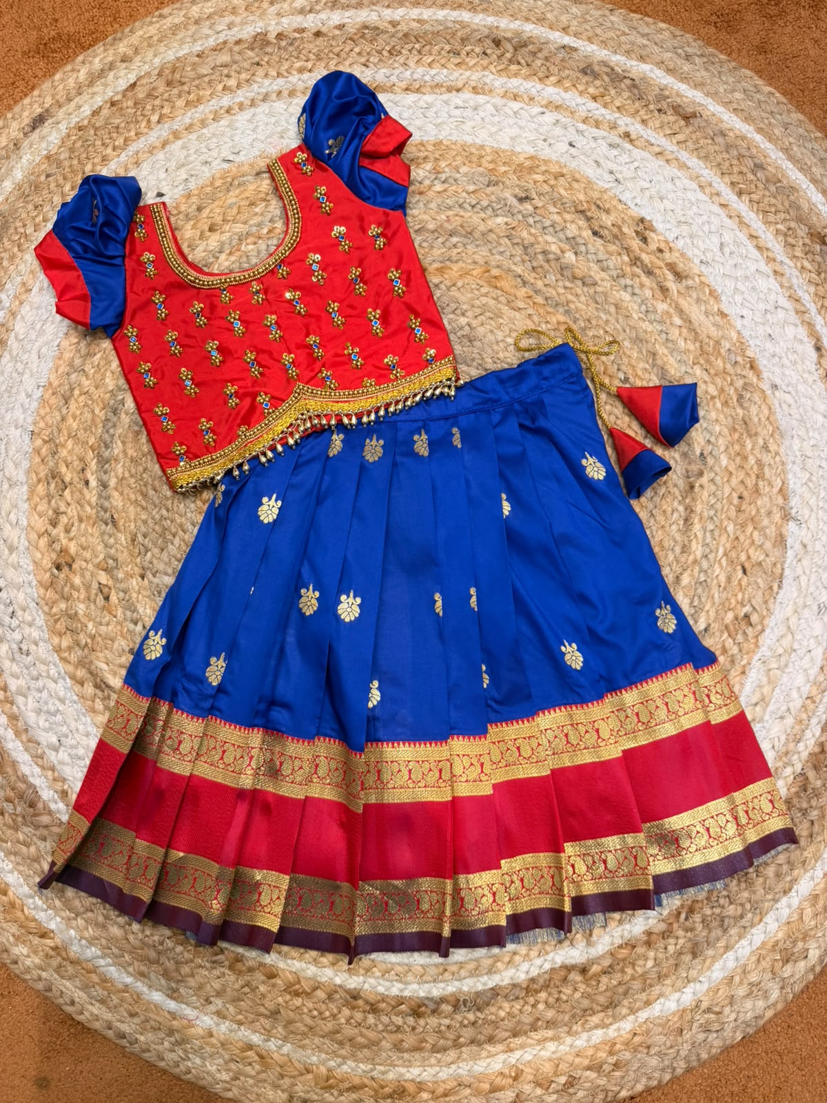 (SB581) Semi Silk Lehenga with Densed ORIGINAL AARI WORK  CROP TOPS