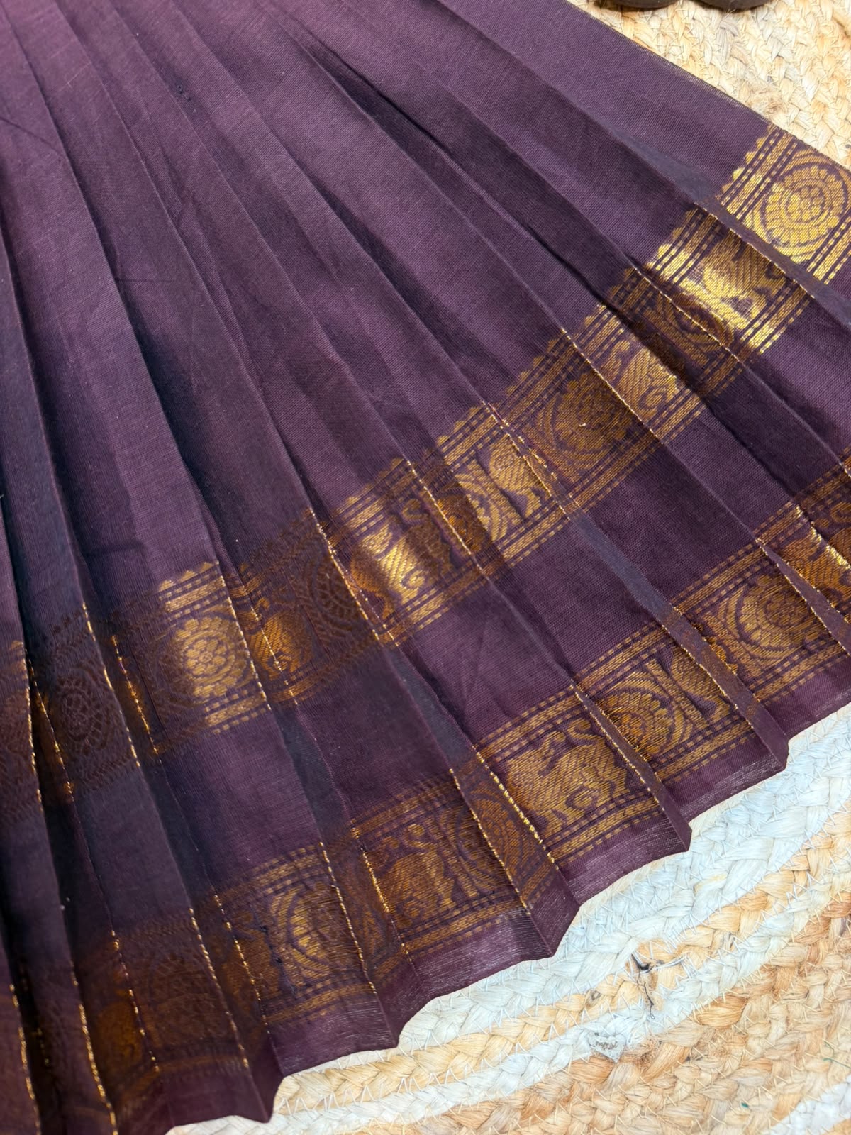 (SB585)Coffee Brown Silk Cotton Gown