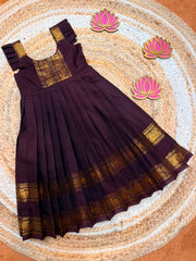 (SB585)Coffee Brown Silk Cotton Gown