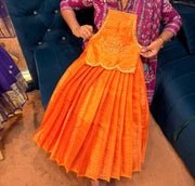 (SB606) Orange Banarasi Skirt with Aari Worked Tops