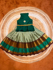 (SB613) Mini Checks with Kanchi Silk Border and Halterneck Peplum Tops