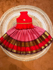 (SB612) Mini Checks with Kanchi Silk Border and Halterneck Peplum Tops