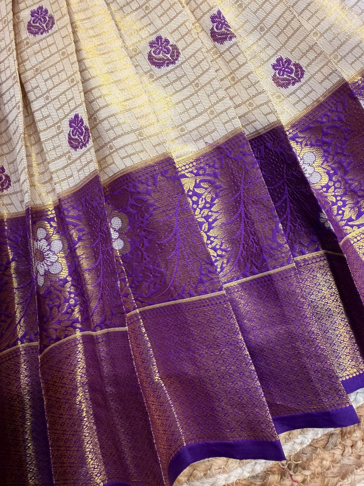 (SB632) Kanchipuram Aari worked Semi Silk Lehenga