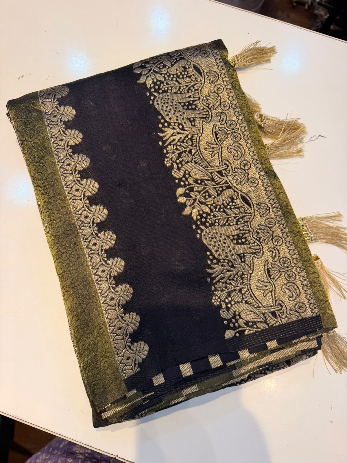 (SB625) Black Khadi Silk Saree
