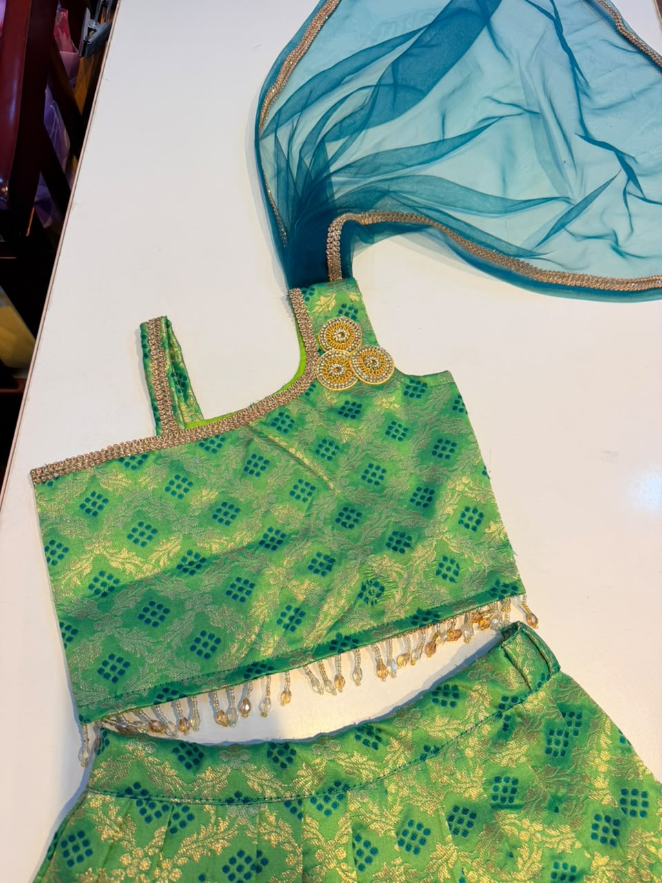 (SB648) Ethinic Pista Princess Lehenga Set