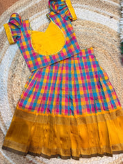 (SB655) Premium Raw Silk Madras Checks / Paalum Pazhamum Kattam Silk Lehenga