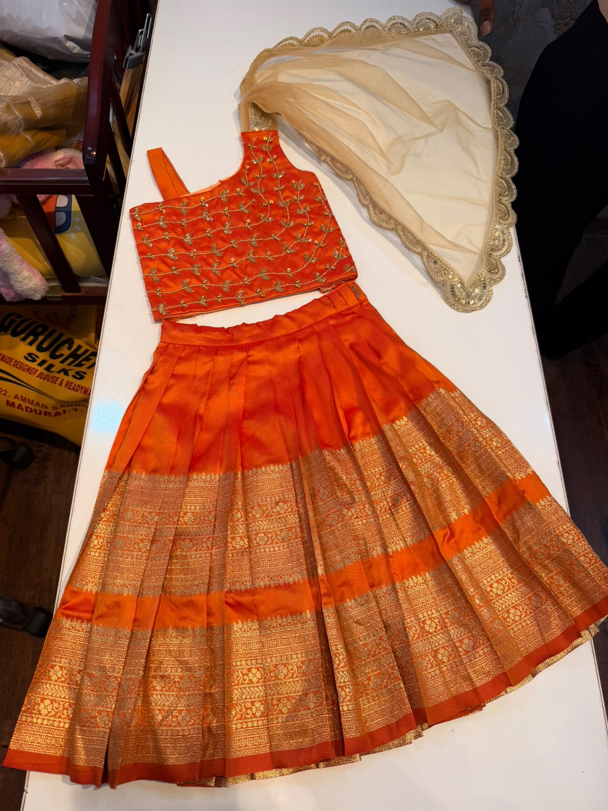 (SB664) Retta Petta Aari Worked Crop Tops Princess Lehenga Set