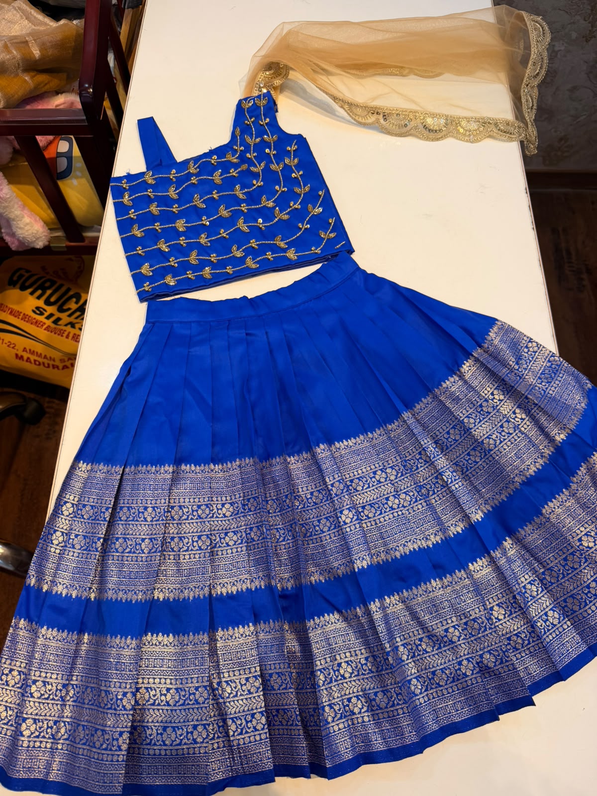 (SB665) Retta Petta Aari worked Crop Tops Princess Lehenga Set