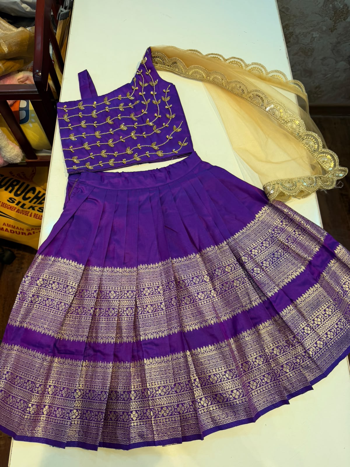 (SB662) Retta Petta Aari Worked Crop Tops Princess Lehenga Set