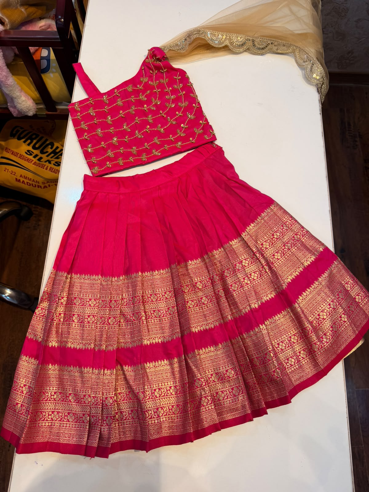(SB666) Retta Petta Aari worked Crop Tops Princess Lehenga Set