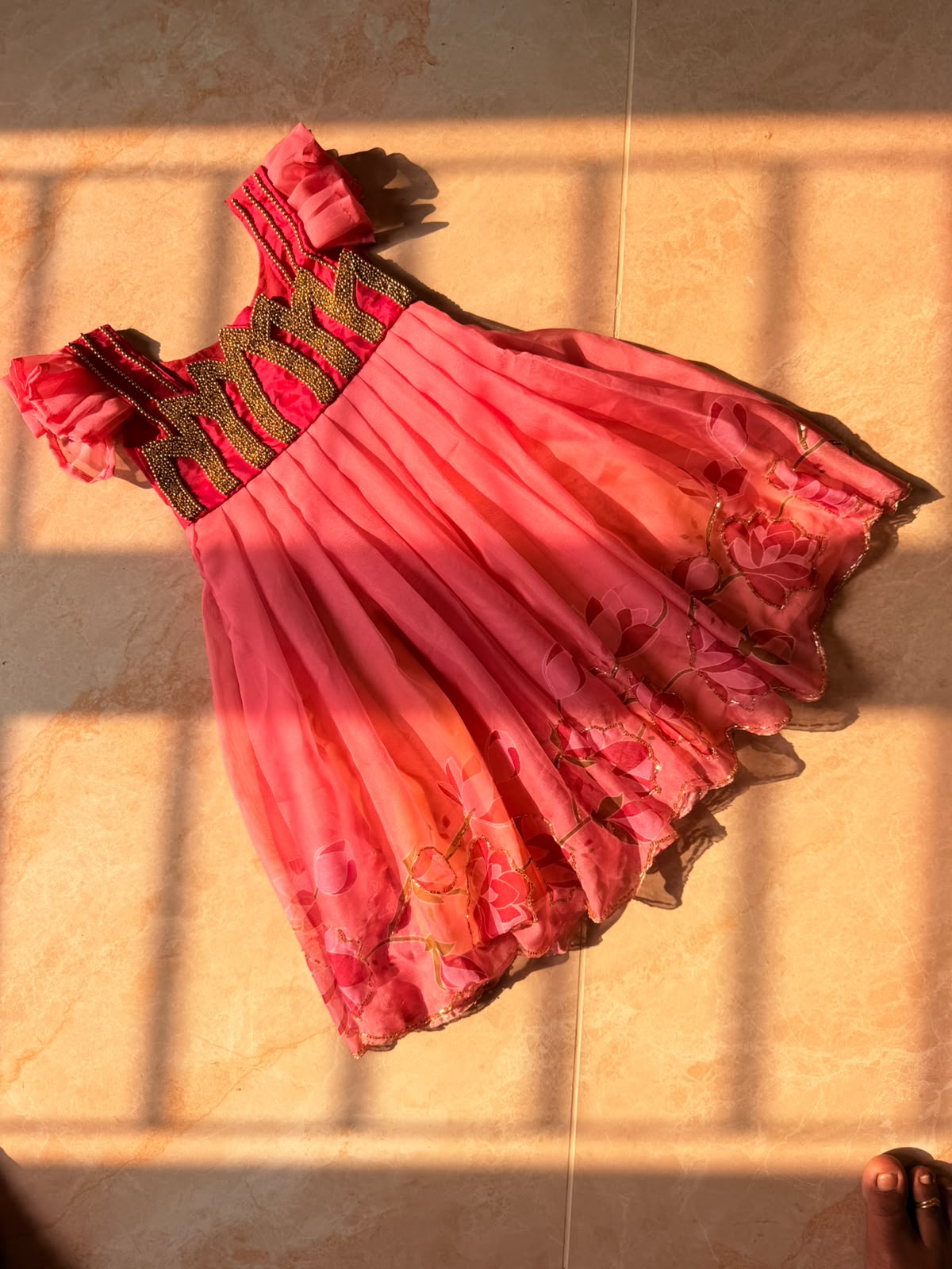 (SB669) Thulir - premium Sequence worked Lotus Aari silk gown