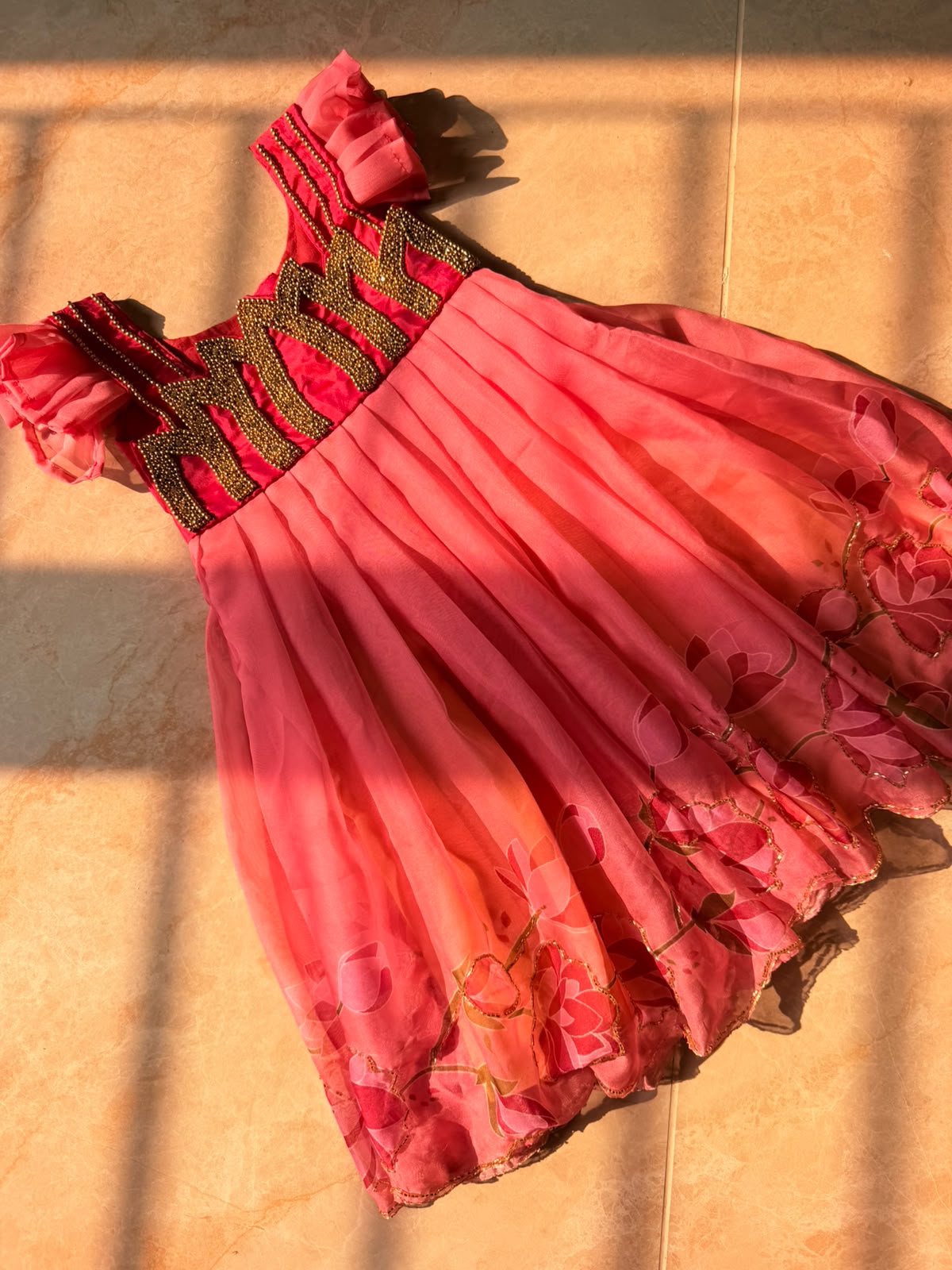 (SB669) Thulir - premium Sequence worked Lotus Aari silk gown